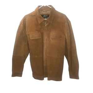 Men’s Brown Genuine Suede Shirt Jacket Button Up Leather Shacket